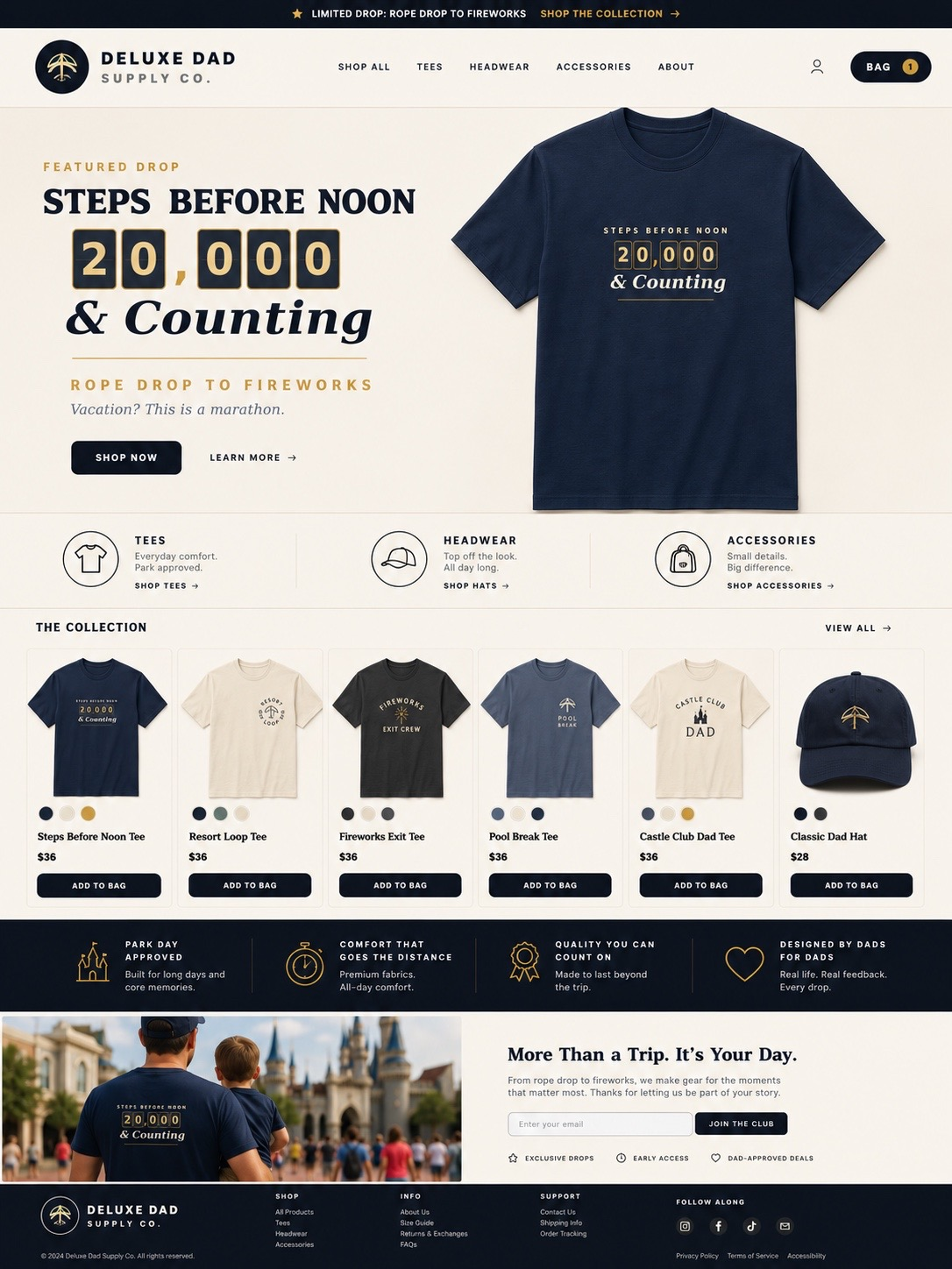 Deluxe Dad Supply Co. storefront website example